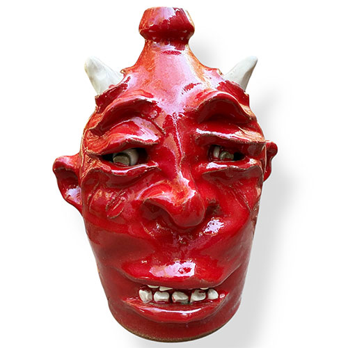 Tim Whitten 8" Red Devil Face Jug DP5171
